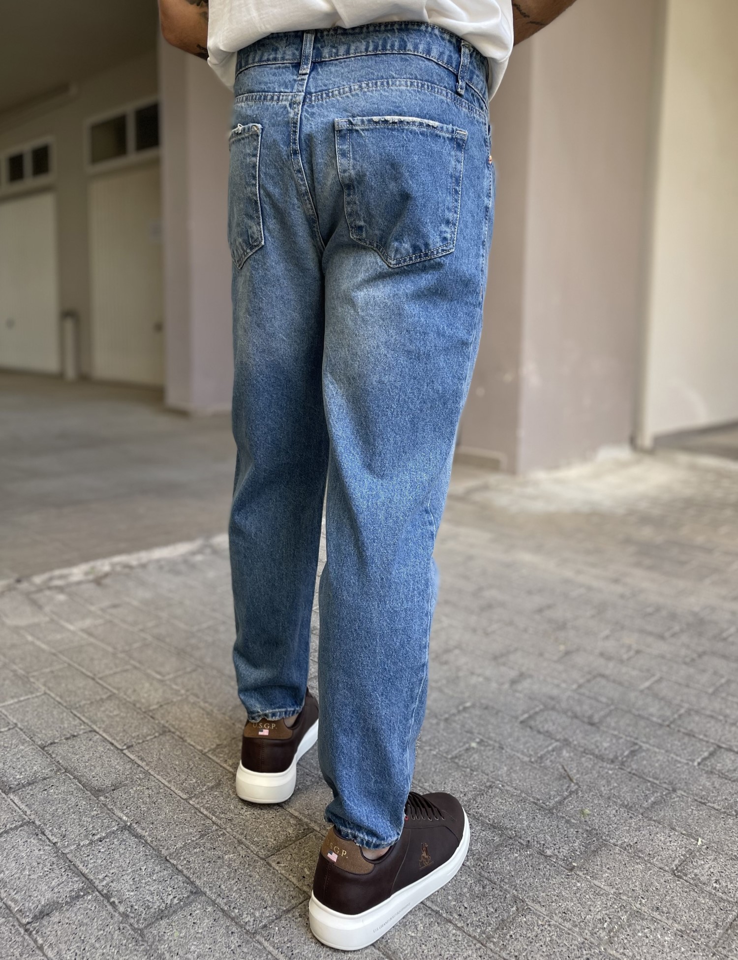 Ανδρικό μπλε ξεβαμμένο loose τζιν πεντάτσεπο WE2650 φωτογραφία